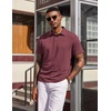 image:imageCOOFANDY Mens Polo Shirts Short Sleeve Casual Summer Polo Tee Classic Collared Golf Stylish TopsDark Red
