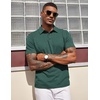 image:imageCOOFANDY Mens Polo Shirts Short Sleeve Casual Summer Polo Tee Classic Collared Golf Stylish TopsGreen