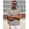 image:imageCOOFANDY Mens Polo Shirts Short Sleeve Casual Summer Polo Tee Classic Collared Golf Stylish TopsKhakibrown Collar
