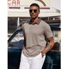 image:imageCOOFANDY Mens Polo Shirts Short Sleeve Casual Summer Polo Tee Classic Collared Golf Stylish TopsKhakibrown Collar