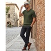 image:imageCOOFANDY Mens Polo Shirts Short Sleeve V Neck Knit Shirts for Men Casual Old Money Clothes Mens Golf ShirtArmy Green