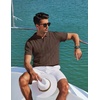 image:imageCOOFANDY Mens Polo Shirts Short Sleeve V Neck Knit Shirts for Men Casual Old Money Clothes Mens Golf ShirtBrown
