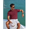 image:imageCOOFANDY Mens Polo Shirts Short Sleeve V Neck Knit Shirts for Men Casual Old Money Clothes Mens Golf ShirtDark Red