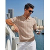 image:imageCOOFANDY Mens Polo Shirts Short Sleeve V Neck Knit Shirts for Men Casual Old Money Clothes Mens Golf ShirtKhaki
