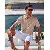 image:imageCOOFANDY Mens Polo Shirts Short Sleeve V Neck Knit Shirts for Men Casual Old Money Clothes Mens Golf ShirtKhaki