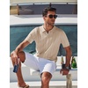 image:imageCOOFANDY Mens Polo Shirts Short Sleeve V Neck Knit Shirts for Men Casual Old Money Clothes Mens Golf ShirtLight Khaki