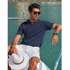 image:imageCOOFANDY Mens Polo Shirts Short Sleeve V Neck Knit Shirts for Men Casual Old Money Clothes Mens Golf ShirtNavy Blue