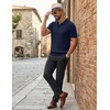 image:imageCOOFANDY Mens Polo Shirts Short Sleeve V Neck Knit Shirts for Men Casual Old Money Clothes Mens Golf ShirtNavy Blue