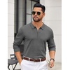 image:imageCOOFANDY Mens Quarter Zip Polo Sweater Long Sleeve Knit Polo Shirts Casual Lightweight Dress PulloverDark Grey