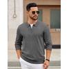 image:imageCOOFANDY Mens Quarter Zip Polo Sweater Long Sleeve Knit Polo Shirts Casual Lightweight Dress PulloverDark Grey