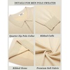 image:imageCOOFANDY Mens Quarter Zip Polo Sweater Long Sleeve Knit Polo Shirts Casual Lightweight Dress PulloverKhaki