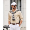 image:imageCOOFANDY Mens Quarter Zip Polo Sweater Long Sleeve Knit Polo Shirts Casual Lightweight Dress PulloverKhaki