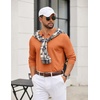 image:imageCOOFANDY Mens Quarter Zip Polo Sweater Long Sleeve Knit Polo Shirts Casual Lightweight Dress PulloverLight Brown