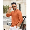 image:imageCOOFANDY Mens Quarter Zip Polo Sweater Long Sleeve Knit Polo Shirts Casual Lightweight Dress PulloverLight Brown