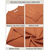 image:imageCOOFANDY Mens Quarter Zip Polo Sweater Long Sleeve Knit Polo Shirts Casual Lightweight Dress PulloverLight Brown