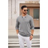 image:imageCOOFANDY Mens Quarter Zip Polo Sweater Long Sleeve Knit Polo Shirts Casual Lightweight Dress PulloverLight Gray