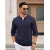 image:imageCOOFANDY Mens Quarter Zip Polo Sweater Long Sleeve Knit Polo Shirts Casual Lightweight Dress PulloverNavy Blue