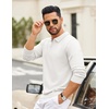 image:imageCOOFANDY Mens Quarter Zip Polo Sweater Long Sleeve Knit Polo Shirts Casual Lightweight Dress PulloverWhite