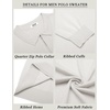 image:imageCOOFANDY Mens Quarter Zip Polo Sweater Long Sleeve Knit Polo Shirts Casual Lightweight Dress PulloverWhite