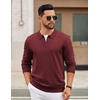 image:imageCOOFANDY Mens Quarter Zip Polo Sweater Long Sleeve Knit Polo Shirts Casual Lightweight Dress PulloverWine Red