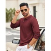 image:imageCOOFANDY Mens Quarter Zip Polo Sweater Long Sleeve Knit Polo Shirts Casual Lightweight Dress PulloverWine Red