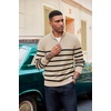 image:imageCOOFANDY Mens Quarter Zip Pullover Dress Slim Fit Sweater Mock Neck Sweaters Casual Long Sleeve PulloversApricot  Black Stripe
