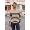image:imageCOOFANDY Mens Quarter Zip Pullover Dress Slim Fit Sweater Mock Neck Sweaters Casual Long Sleeve PulloversApricot  Black Stripe