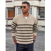 image:imageCOOFANDY Mens Quarter Zip Pullover Dress Slim Fit Sweater Mock Neck Sweaters Casual Long Sleeve PulloversApricot  Black Stripe