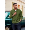 image:imageCOOFANDY Mens Quarter Zip Pullover Dress Slim Fit Sweater Mock Neck Sweaters Casual Long Sleeve PulloversArmy Green