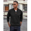 image:imageCOOFANDY Mens Quarter Zip Pullover Dress Slim Fit Sweater Mock Neck Sweaters Casual Long Sleeve PulloversBlack