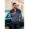 image:imageCOOFANDY Mens Quarter Zip Pullover Dress Slim Fit Sweater Mock Neck Sweaters Casual Long Sleeve PulloversBlue  White Stripe