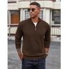 image:imageCOOFANDY Mens Quarter Zip Pullover Dress Slim Fit Sweater Mock Neck Sweaters Casual Long Sleeve PulloversBrown