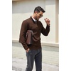 image:imageCOOFANDY Mens Quarter Zip Pullover Dress Slim Fit Sweater Mock Neck Sweaters Casual Long Sleeve PulloversBrown