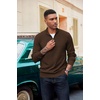 image:imageCOOFANDY Mens Quarter Zip Pullover Dress Slim Fit Sweater Mock Neck Sweaters Casual Long Sleeve PulloversBrown