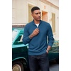 image:imageCOOFANDY Mens Quarter Zip Pullover Dress Slim Fit Sweater Mock Neck Sweaters Casual Long Sleeve PulloversDark Blue