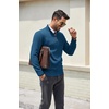 image:imageCOOFANDY Mens Quarter Zip Pullover Dress Slim Fit Sweater Mock Neck Sweaters Casual Long Sleeve PulloversDark Blue