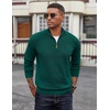 image:imageCOOFANDY Mens Quarter Zip Pullover Dress Slim Fit Sweater Mock Neck Sweaters Casual Long Sleeve PulloversDark Green
