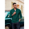 image:imageCOOFANDY Mens Quarter Zip Pullover Dress Slim Fit Sweater Mock Neck Sweaters Casual Long Sleeve PulloversDark Green