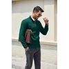 image:imageCOOFANDY Mens Quarter Zip Pullover Dress Slim Fit Sweater Mock Neck Sweaters Casual Long Sleeve PulloversDark Green