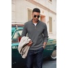 image:imageCOOFANDY Mens Quarter Zip Pullover Dress Slim Fit Sweater Mock Neck Sweaters Casual Long Sleeve PulloversDark Grey