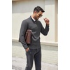 image:imageCOOFANDY Mens Quarter Zip Pullover Dress Slim Fit Sweater Mock Neck Sweaters Casual Long Sleeve PulloversDark Grey