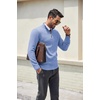 image:imageCOOFANDY Mens Quarter Zip Pullover Dress Slim Fit Sweater Mock Neck Sweaters Casual Long Sleeve PulloversLight Blue