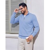 image:imageCOOFANDY Mens Quarter Zip Pullover Dress Slim Fit Sweater Mock Neck Sweaters Casual Long Sleeve PulloversLight Blue