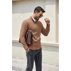 image:imageCOOFANDY Mens Quarter Zip Pullover Dress Slim Fit Sweater Mock Neck Sweaters Casual Long Sleeve PulloversLight Brown
