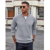 image:imageCOOFANDY Mens Quarter Zip Pullover Dress Slim Fit Sweater Mock Neck Sweaters Casual Long Sleeve PulloversLight Grey