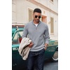 image:imageCOOFANDY Mens Quarter Zip Pullover Dress Slim Fit Sweater Mock Neck Sweaters Casual Long Sleeve PulloversLight Grey