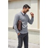 image:imageCOOFANDY Mens Quarter Zip Pullover Dress Slim Fit Sweater Mock Neck Sweaters Casual Long Sleeve PulloversLight Grey