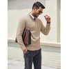 image:imageCOOFANDY Mens Quarter Zip Pullover Dress Slim Fit Sweater Mock Neck Sweaters Casual Long Sleeve PulloversLight Khaki