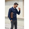 image:imageCOOFANDY Mens Quarter Zip Pullover Dress Slim Fit Sweater Mock Neck Sweaters Casual Long Sleeve PulloversNavy Blue