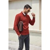 image:imageCOOFANDY Mens Quarter Zip Pullover Dress Slim Fit Sweater Mock Neck Sweaters Casual Long Sleeve PulloversRed
